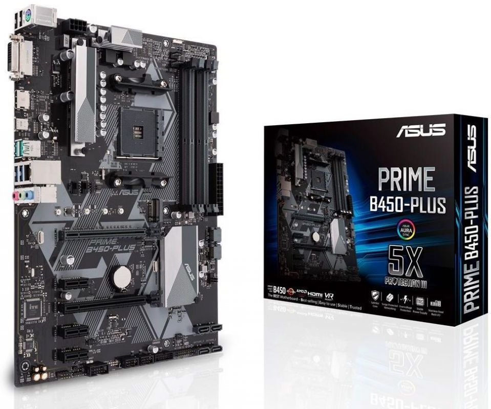  Asus PRIME B450-PLUS Soc-AM4 AMD B450 4xDDR4 ATX AC`97 8ch(7.1) GbLAN RAID+DVI+HDMI (PRIME B450-PLUS)