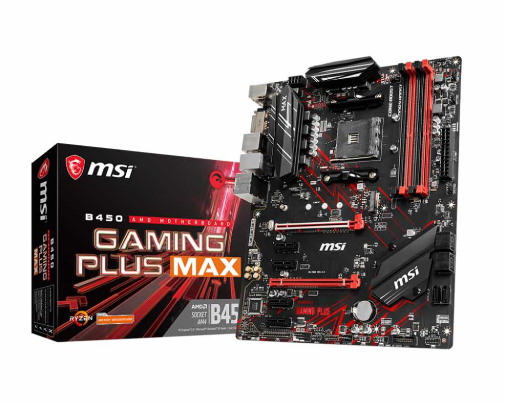   MSI B450 GAMING PLUS MAX Soc-AM4 AMD B450 4xDDR4 ATX AC`97 8ch(7.1) GbLAN RAID+DVI+HDMI