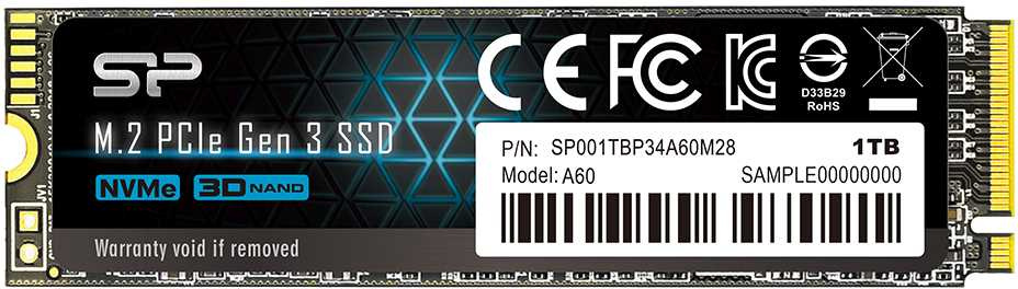 SSD  SILICON POWER M-Series SP001TBP34A60M28 1, M.2 2280, PCI-E x4,  NVMe [SP001TBP34A60M28]