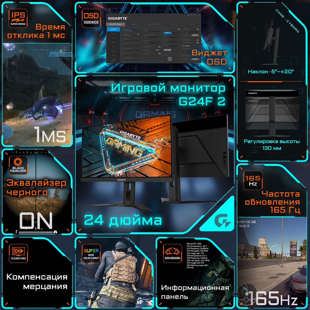 23.8''  GIGABYTE G24F 2,  1920x1080,  IPS,  165,  2HDMI,  1DP,   [9dg24f2-00-2abeu]