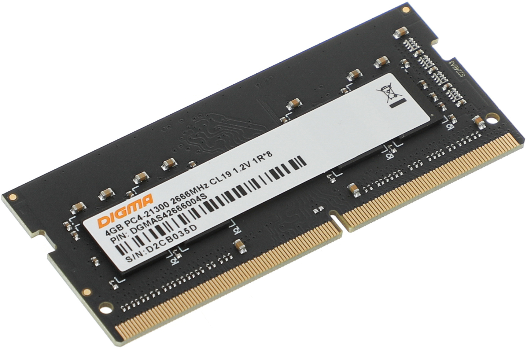 ����������� ������ Digma DGMAS42666004S DDR4 -  1x 4�� 2666���, ��� ��������� (SO-DIMM),  Ret [DGMAS42666004S]