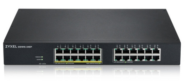  Zyxel NebulaFlex GS1915-24EP  (GS1915-24EP-EU0101F) Hybrid Smart L2 PoE+ Switch, 19 rack, 24xGE (12xPoE+), 130W PoE budget, standalone/cloud management