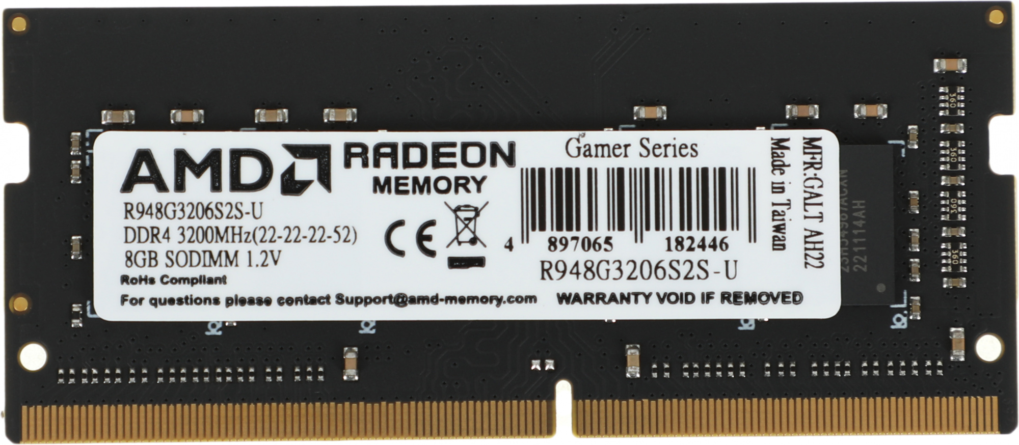 ����������� ������ AMD Radeon R9 Gamer Series R948G3206S2S-U DDR4 -  1x 8�� 3200���, ��� ��������� (SO-DIMM),  Ret [R948G3206S2S-U]