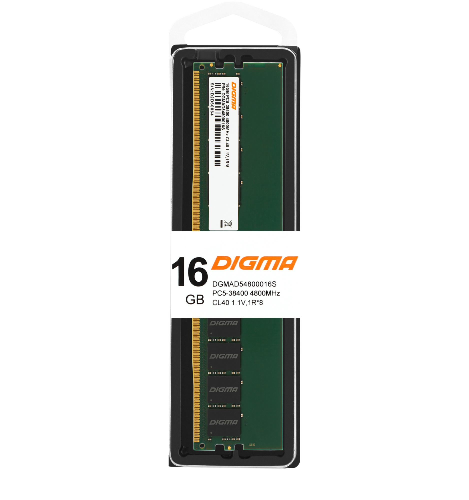 ����������� ������ Digma DGMAD54800016S DDR5 -  1x 16�� 4800���, DIMM,  Ret [DGMAD54800016S]