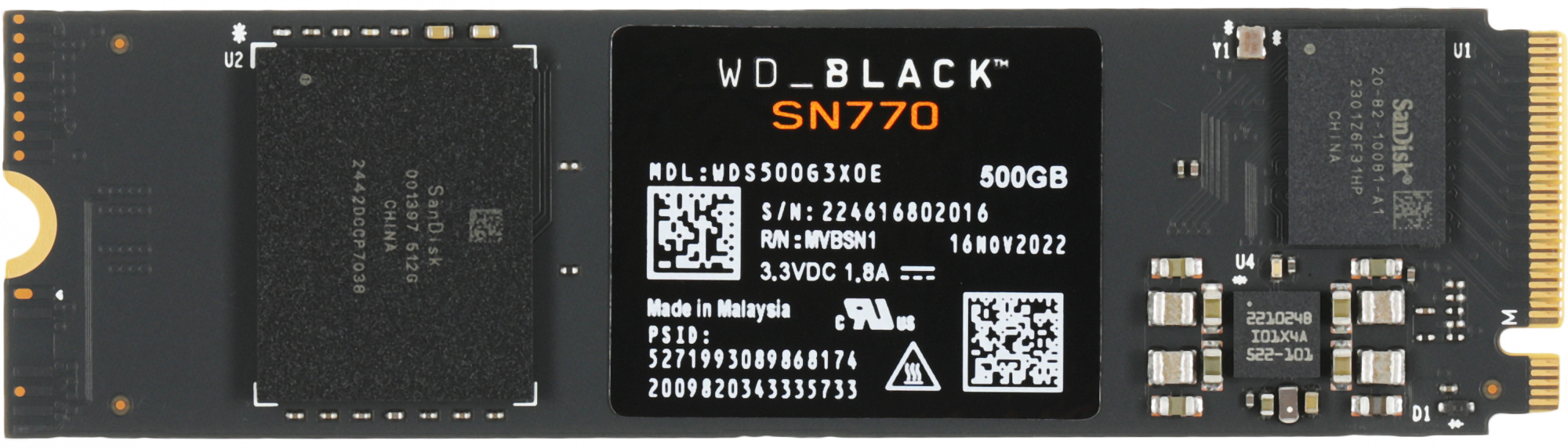 SSD  WD 500GB, M,2 2280, BLACK WDC [WDS500G3X0E]