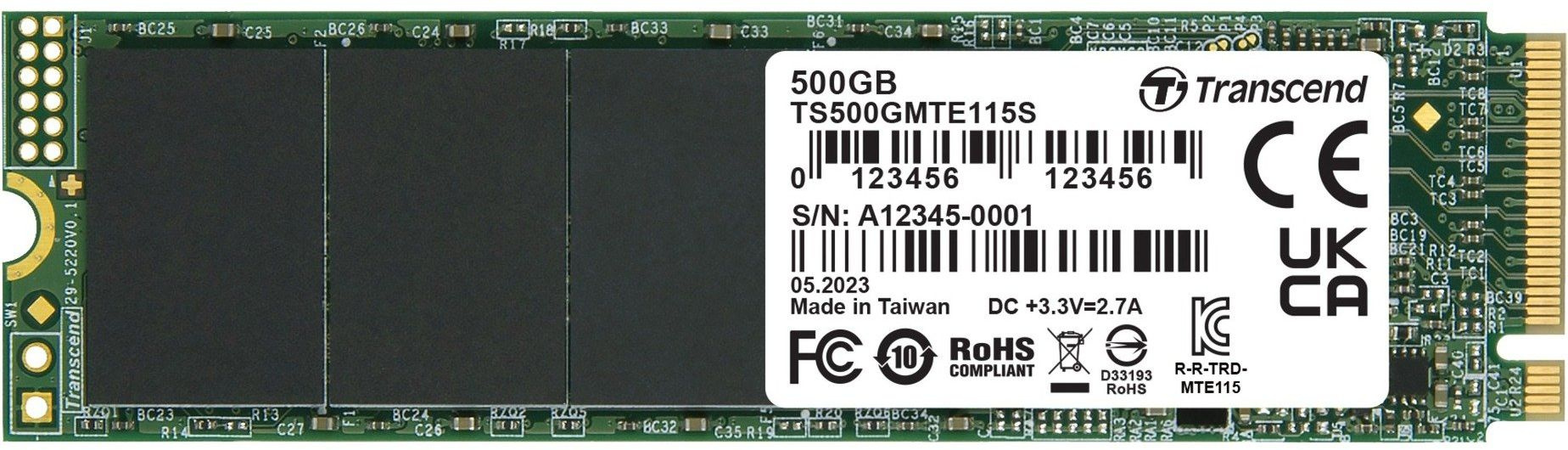 SSD  Transcend 115S TS500GMTE115S 500, M.2 2280, PCIe 3.0 x4,  NVMe,  M.2 [TS500GMTE115S]