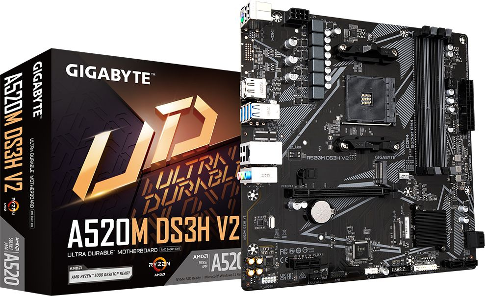   GIGABYTE A520M DS3H V2, SocketAM4, AMD A520, mATX, Ret
