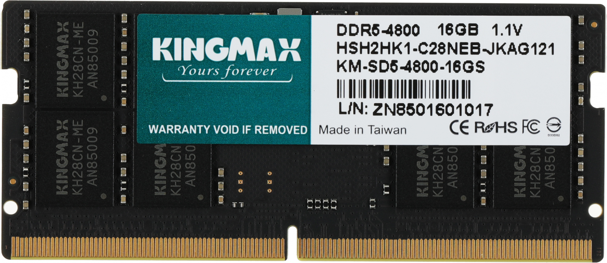   Kingmax KM-SD5-4800-16GS DDR5 -  1x 16 4800,   (SO-DIMM),  Ret [KM-SD5-4800-16GS]