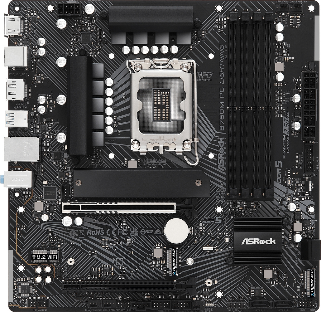   ASROCK B760M PG LIGHTNING, LGA 1700, Intel B760, mATX, Ret