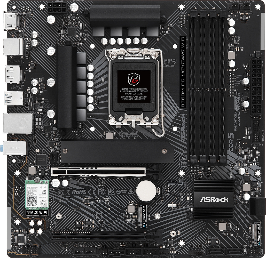   ASROCK B760M PG LIGHTNING WIFI, LGA 1700, Intel B760, mATX, Ret