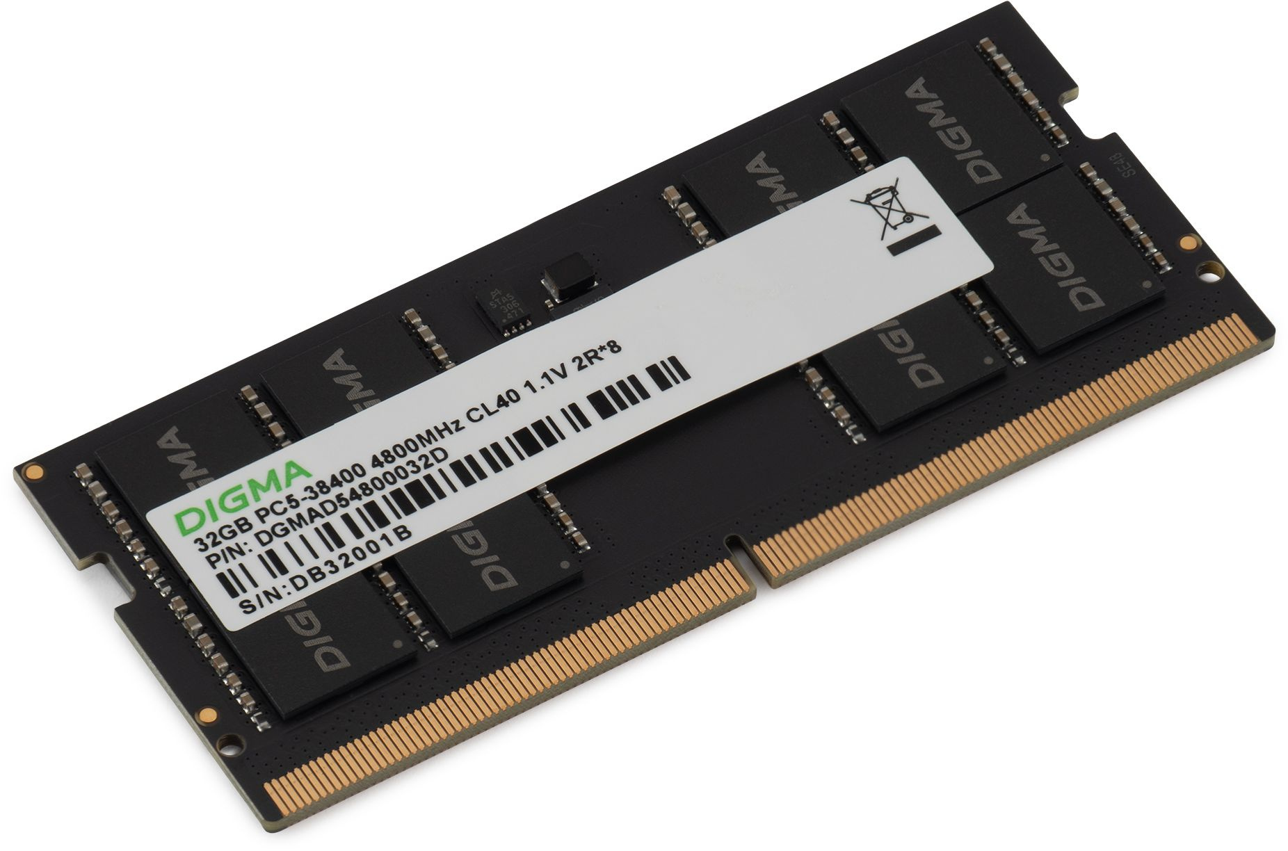 ����������� ������ Digma DDR5 -  1x 32�� 4800���, ��� ��������� (SO-DIMM),  Ret [DGMAS54800032D]