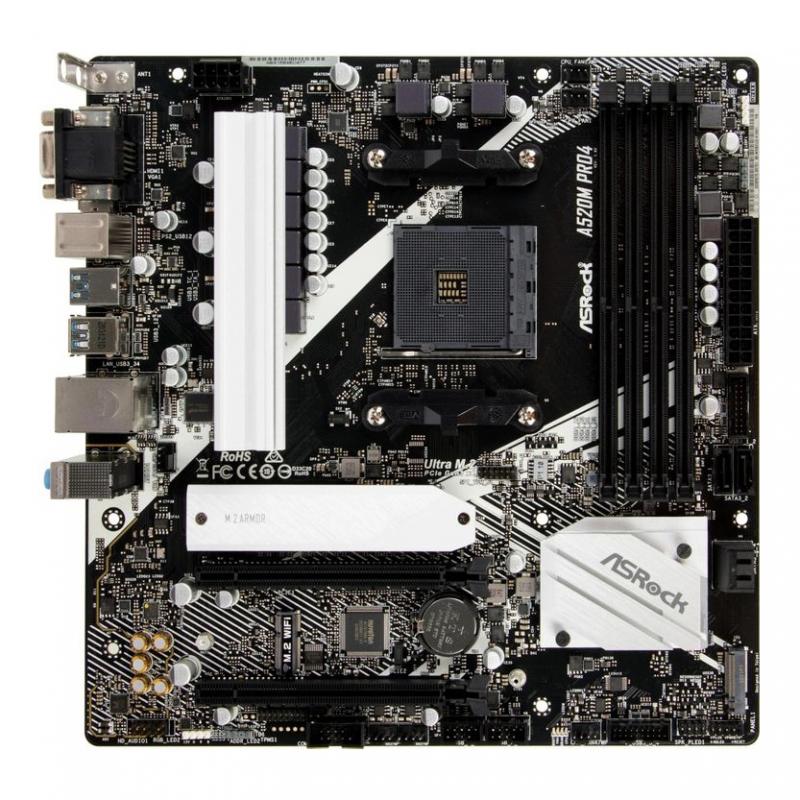 ����������� ����� ASROCK A520M PRO4, SocketAM4, AMD A520, mATX, Ret [A520M PRO4]
