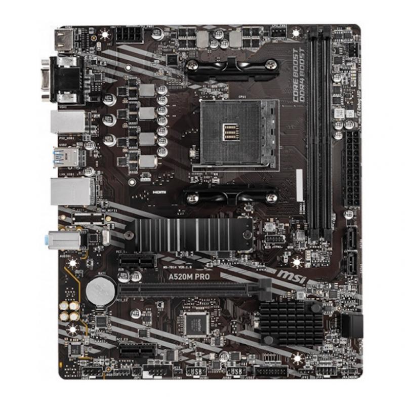 ����������� ����� MSI A520M PRO, SocketAM4, AMD A520, mATX, Ret [A520M PRO]