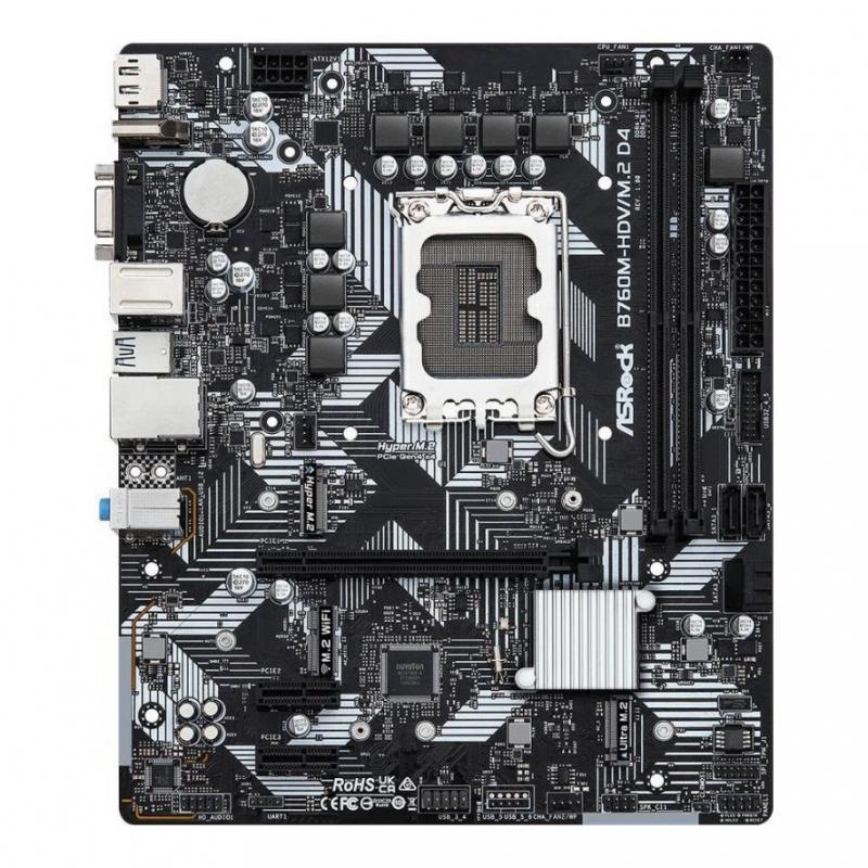 ����������� ����� ASROCK B760M-HDV/M.2 D4, LGA 1700, Intel B760, mATX, Ret [B760M-HDV/M.2 D4]