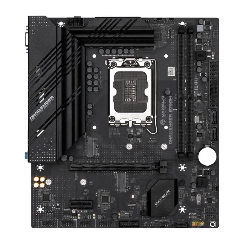 ����������� ����� Maxsun MS-Challenger B760M, LGA 1700, B760, 2xDDR4, 1xPCIEx16,1xPCIEx1,2xM.2, Front2xUSB3,4xUSB2, Rear4xUSB3,2xUSB2, 3xSATA3, 1GLan, VGA+HDMI, mATX, RTL