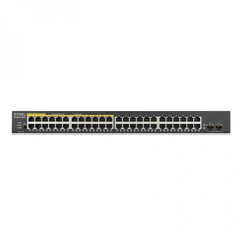 K��������� Zyxel GS1900-48HPv2 Smart L2 PoE + switch, rack 19 , 48xGE (24xPoE +), 2xSFP, PoE budget 170 W