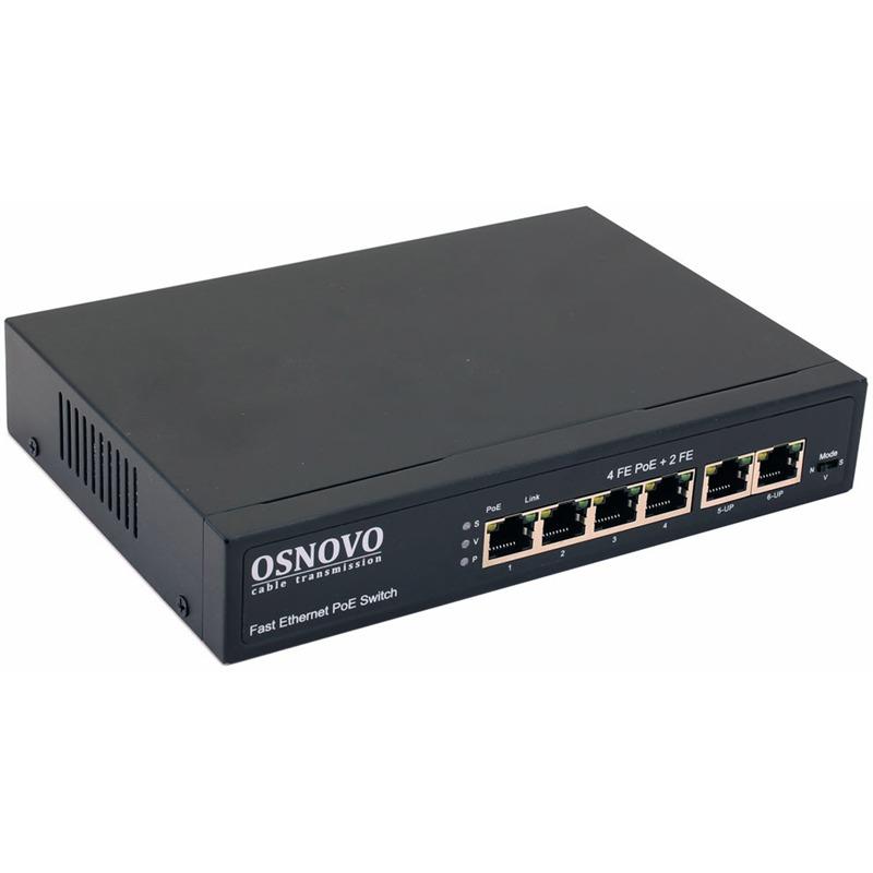  OSNOVO PoE  6 , 4 PoE  10/100 Base-T, 2*10/100 Base-T Uplink,  30W  ,   80W
