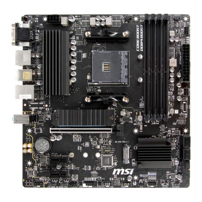 ����������� ����� MSI B550M PRO-VDH, Socket AM4, AMD� B550, 4xDDR4-4400, HDMI+VGA+DP, 1xPCI-Ex16x, 2xPCI-Ex1x, 4xSATA3(RAID 0/1/10), 2xM.2, 8 Ch Audio, GLan, (2+4)xUSB2.0, (4+1)xUSB3.2, 1xPS/2, mATX, RTL [B550M PRO-VDH]