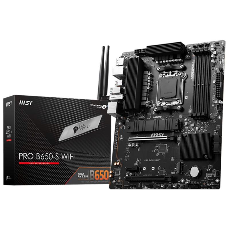   MSI PRO B650-S WIFI 601-7E26-040,10 801-7E26-004 STD OPT:C PRO B650-S WIFI, B650, AM5, 4DDR5, 2PCI-Ex16, 1PCI-Ex1, 2M.2, 4SATA3, 1USB 20G, 4USB 10G, 6US [PRO B650-S WIFI]