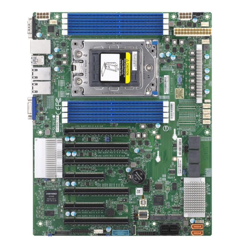   SuperMicro MBD-H12SSL-I-B Intelligent Platform Management Interface, Single AMD EPYC 7003/7002 Series Processor,2TB Registered ECC DDR4 3200MHz SDRAM in 8 DIMMs,5 PCI-E 4.0 x16,2 PCI-E 4.0 x8,8 SATA3, 2 M.2 [MBD-H12SSL-I-B]