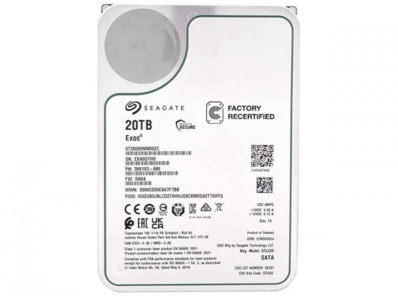   20TB Seagate Exos X20 (ST20000NM002C-FR) {SATA 6Gb/s, 7200 rpm, 256mb buffer, 3.5'',} RECERTIFIED