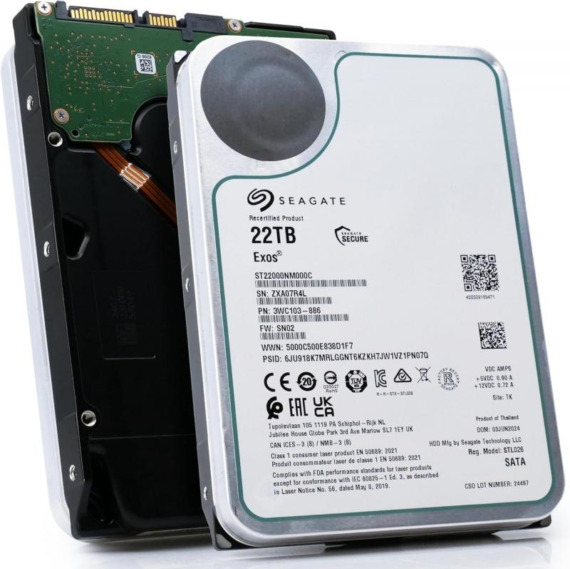   22TB Seagate Exos X22 (ST22000NM000C-FR) {SATA 6Gb/s, 7200 rpm, 512mb buffer, 3.5'',} RECERTIFIED