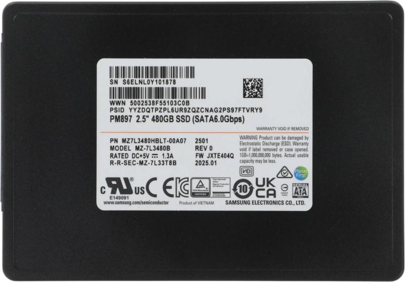 SSD Samsung PM897 MZ7L3480HBLT-00A07 480, 2.5, SATA III, SATA, oem [MZ7L3480HBLT-00A07]