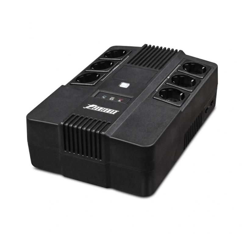 ��� POWERMAN Brick 600, �������-�������������, 600��, 360��,   3 ����������� � ��������� ��������, 3 ����������� � �����������, ������ RJ45/RJ11, ������� 12� 7�� 1 ��.,  293�� � 202�� � 93��, 4.5 ��./ UPS POWERMAN Brick 600, line-interactive, 600VA, 360W,