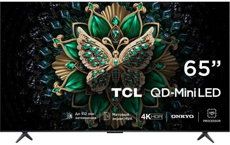 ��������� TCL 65C6K, QLED, 4K Ultra HD, ������, Google TV