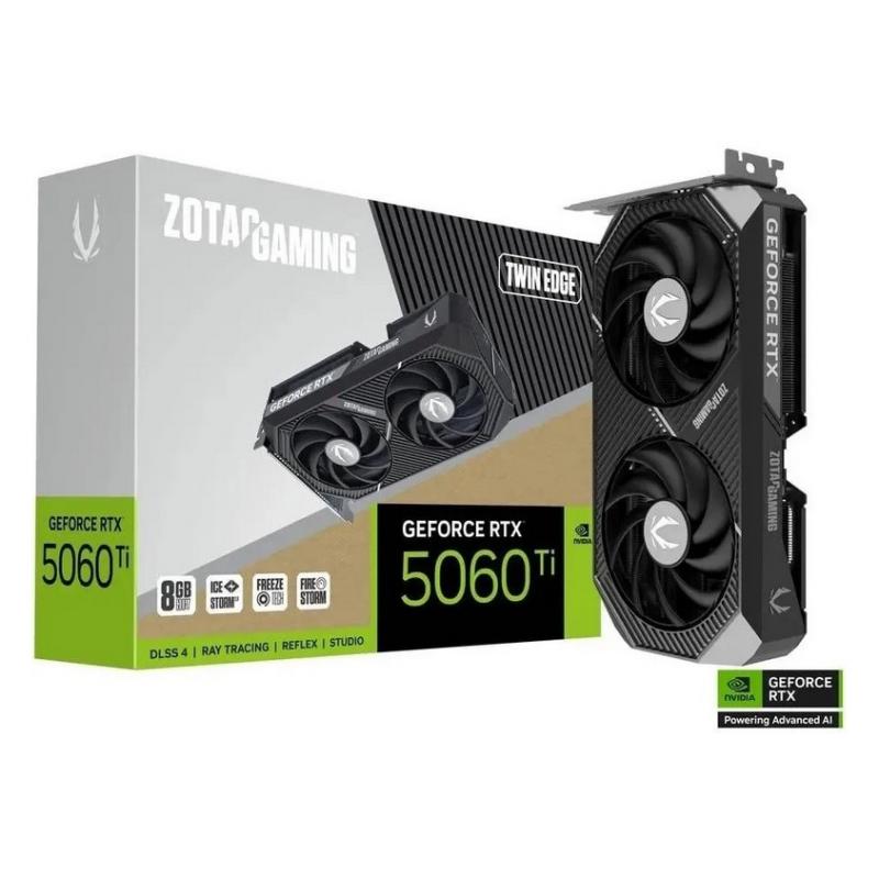 ���������� Zotac PCI-E 5.0 RTX 5060 Ti 8GB TWIN EDGE NV RTX 5060TI 8Gb 128bit GDDR7 2572/28000/HDMIx [ZT-B50610E-10M]