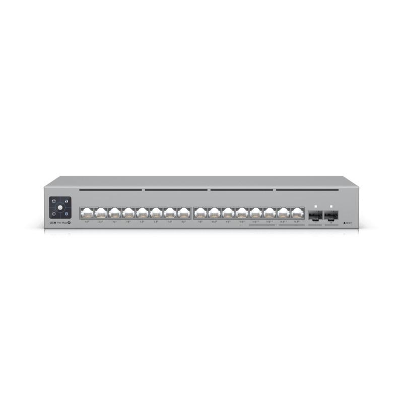 UBIQUITI USW-Pro-Max-16-PoE, UniFi Switch PoE-���������� � ������, 4� 2.5G RJ45, 12� 1G RJ45, 2� 10G SFP+, ������� 180 �� [USW-Pro-Max-16-PoE]