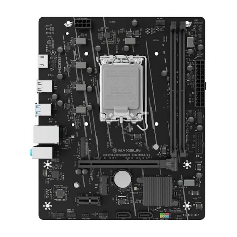 ����������� ����� MAXSUN MS-Challenger H610M-H V1, LGA1700, H610, 2*DDR4, 3*SATA3, M.2, 2*USB 3.2, 4*USB 2.0, 1*PCIEx16, 1*PCIEx1, HDMI,  mATX [MS-Challenger H610M-H]