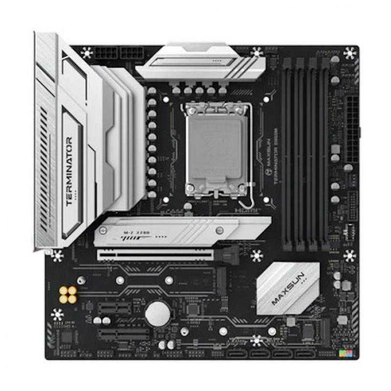 ����������� ����� MAXSUN MS-Terminator B860M, LGA1851, B860, 4*DDR5, 4*SATA3, 3*M.2, USB 3.2, USB 2.0, Type-C, 1*PCIEx16, 1*PCIex4, 1*PCIex1, HDMI+DP, mATX [MS-Terminator B860M]
