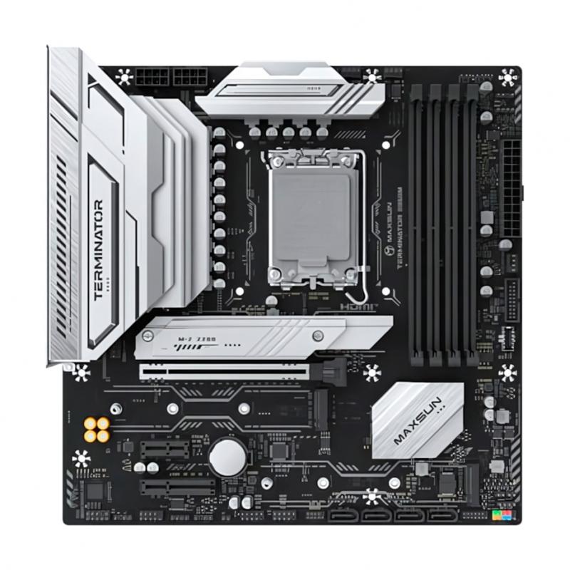 ����������� ����� MAXSUN MS-Terminator B860M WIFI, LGA1851, B860, 4*DDR5, 4*SATA3, 3*M.2, USB 3.2, USB 2.0, Type-C, 1*PCIEx16, 1*PCIex4, 1*PCIex1, HDMI+DP, mATX [MS-Terminator B860M WIFI]