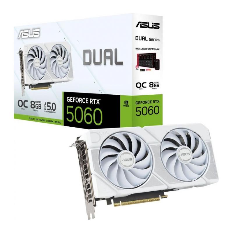 ���������� ASUS NVIDIA  GeForce RTX 5060 DUAL-RTX5060-O8G-WHITE 8�� Dual, GDDR7, OC,  Ret [DUAL-RTX5060-O8G-WHITE]