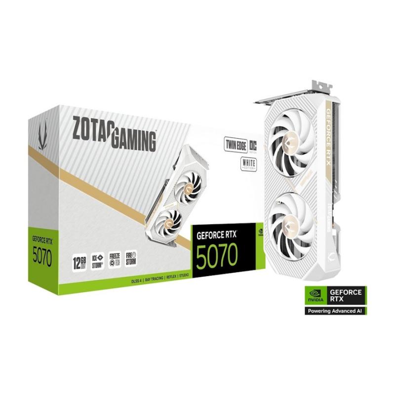 ���������� Zotac RTX5070 TWIN EDGE OC WHITE ED 12GB GDDR7 192bit 3xDP HDMI 2FAN PREMIUM PACK [ZT-B50700Q-10P]