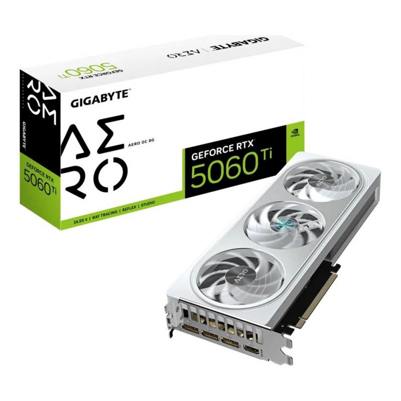 ���������� Gigabyte GeForce RTX 5060 Ti Aero OC, NVIDIA RTX 5060 Ti, 8 �� GDDR7, 128 ���, PCI-e 5.0, 1xHDMI, 3xDP, 2647 ��� [GV-N506TAERO OC-8GD 1.0]