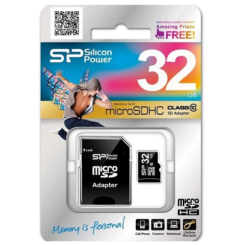   Silicon Power micro SDHC Card 32GB Class 10 + SD adapter