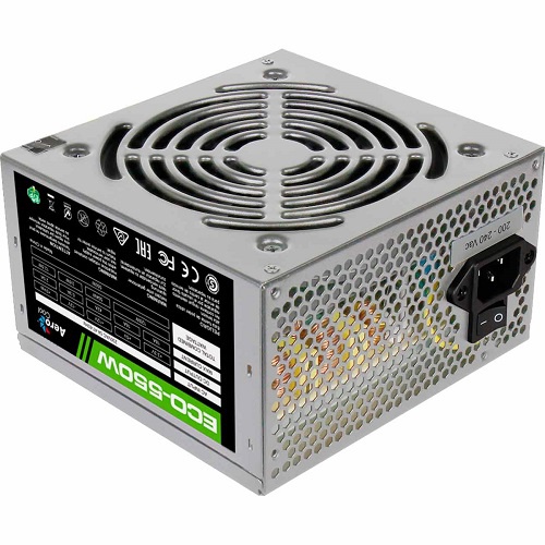   Aerocool ATX 550W Retail ECO-550W ATX v2.3 Haswell, fan 12cm, 400-mm cable, power cord, 20+4P, 12V 4+4P, 1x PCI-E 6+2P, 4x SATA, 3x PATA, 1x FDD [ECO-550W]