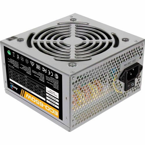   Aerocool ATX 650W Retail ECO-650W ATX v2.3 Haswell, fan 12cm, 400-mm cable, power cord, 20+4P, 12V 4+4P, 1x PCI-E 6+2P, 5x SATA, 3x PATA, 1x FDD [ECO-650W]