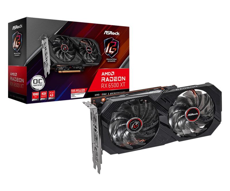  Asrock RX6500XT Phantom Gaming D 4GB OC GDDR6 64-bit HDMI DP RTL (RX6500XT PGD 4GO)