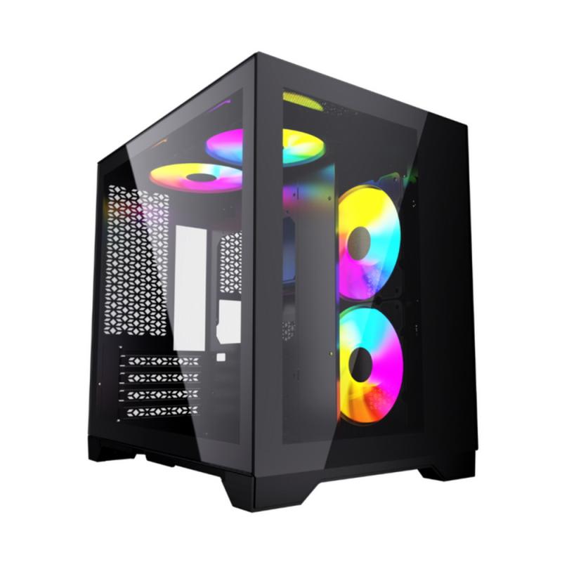 Powercase Vision Micro, Black, Tempered Glass, 4 120mm 5-color fan, , mATX  (CVBM-L4)