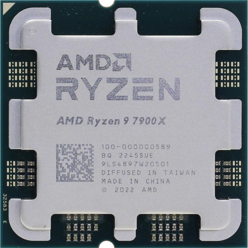  AMD RYZEN 9 7900X OEM [100-000000589] (Raphael, 5nm, C12/T24, Base 4,70GHz, Turbo 5,60GHz, RDNA 2 Graphics, L3 64Mb, TDP 170W, SAM5)