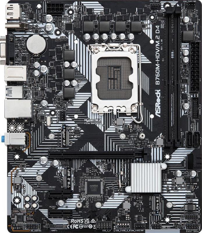   ASROCK B760M-HDV/M.2 D4, LGA 1700, Intel B760, mATX, Ret