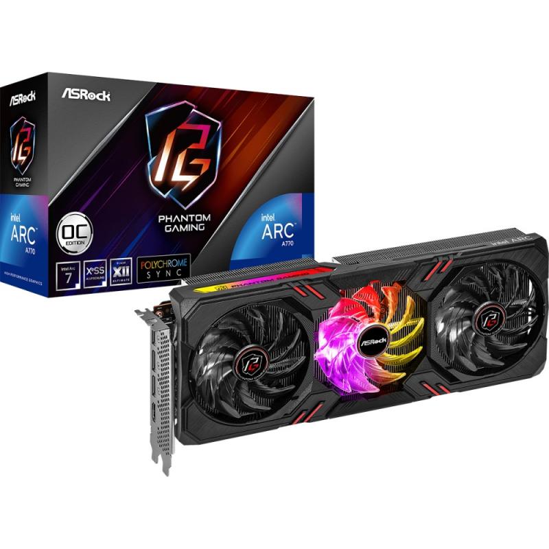  Asrock Intel Arc A770 Phantom Gaming 16GB OC, 256-bit, GDDR6, HDMI, DPx3, 3FAN, RTL [A770 PG 16GO]