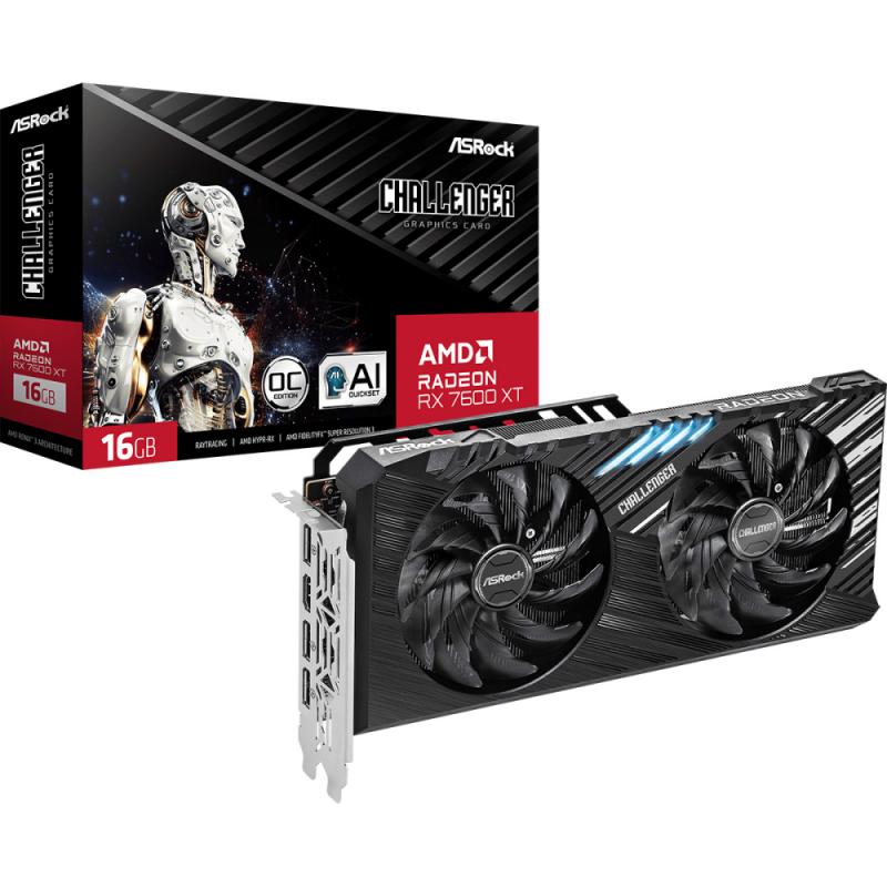  ASRock RX7600XT Challenger 16GB OC GDDR6 128-Bit HDMI DPx3 2FAN RTL [RX7600XT CL 16GO]